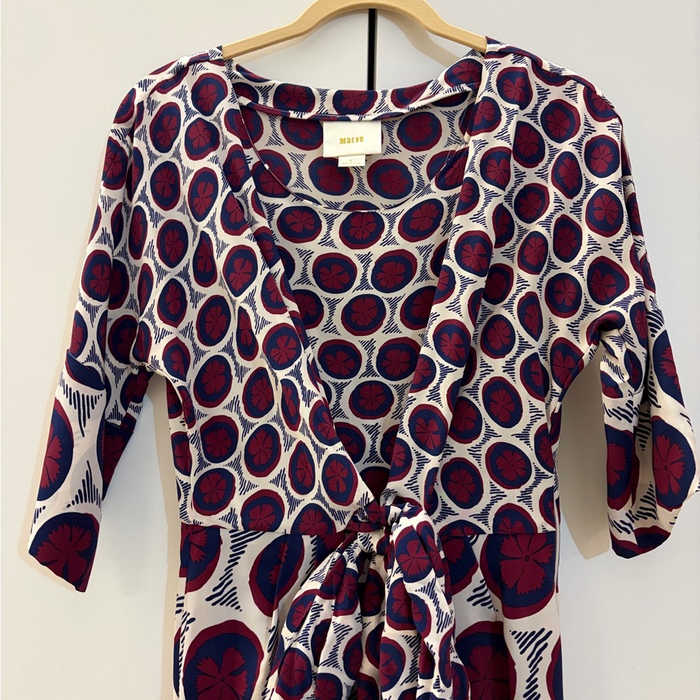 Maeve Women’s Blue & Burgundy Patterned Dress (Size 2) - Picture 2 of 5